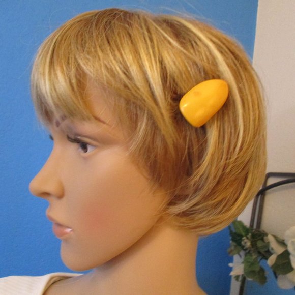 Art Deco BAKELITE Convertible Dress Clip ~ 1930s Egg Yolk Yellow Bakelite Clip - Picture 4 of 15